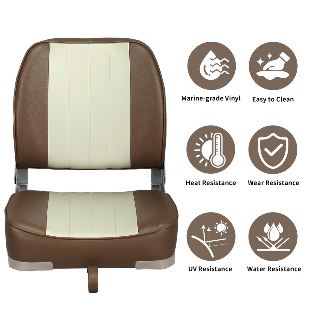 New Low Back Folding Boat Seat (Brown/Sand)