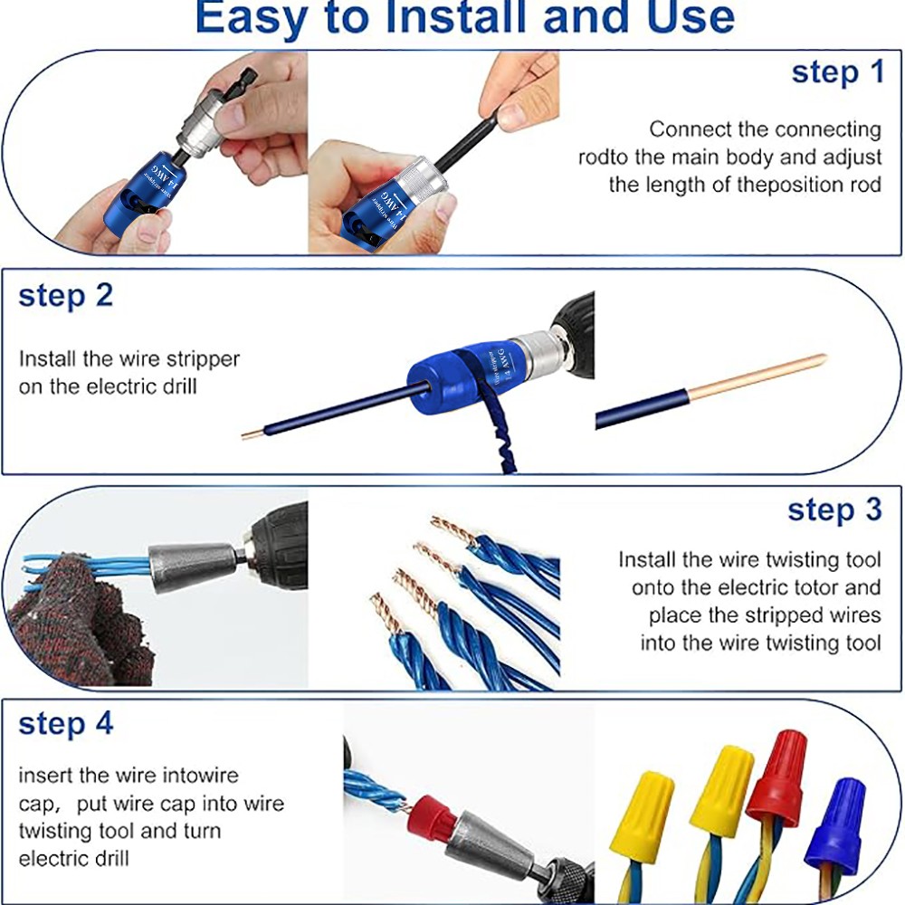 Wire Stripper for Drill Wire Stripping and Twisting Tool Upgrade Electrical Kits