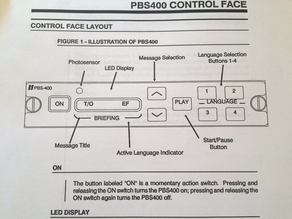 Head's Up Technologies PBS400 Digital Passenger Briefing User Manual