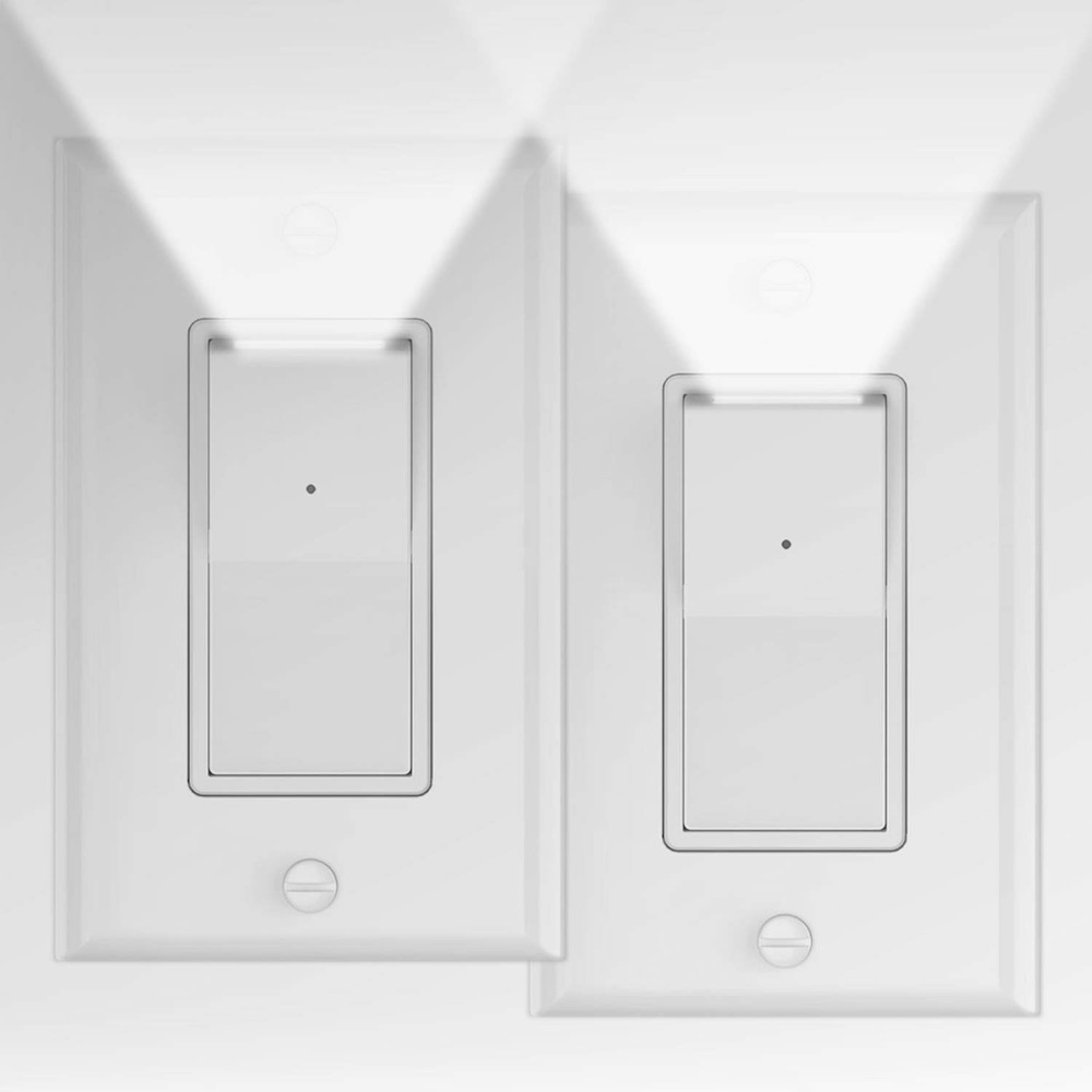 2 Pack Illuminated Light Switch,Paddle Rocker Wall Switch with LED Night Ligh...