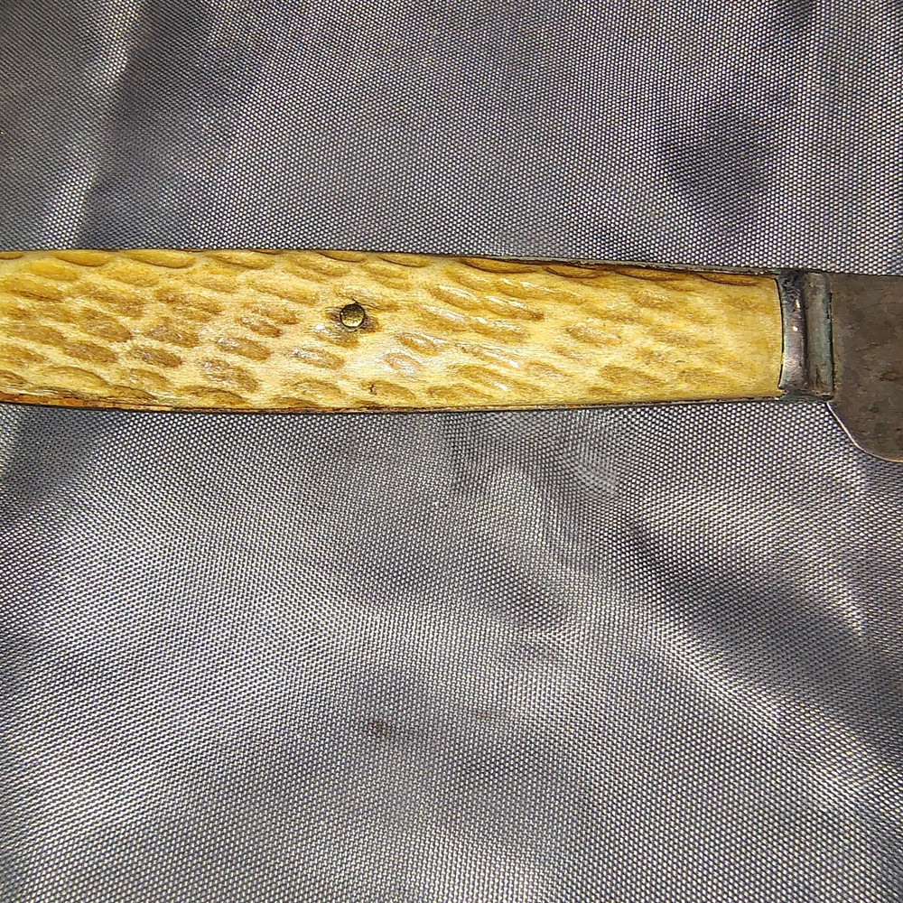 Antique Mid-Late 1800's Unmarked Bone Style Handle Knife Rounded End Very Sharp