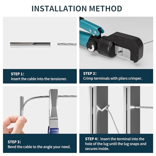 Pack 316 Stainless Steel 1/8" Adjustable Invisible Cable Railing Kit, 40