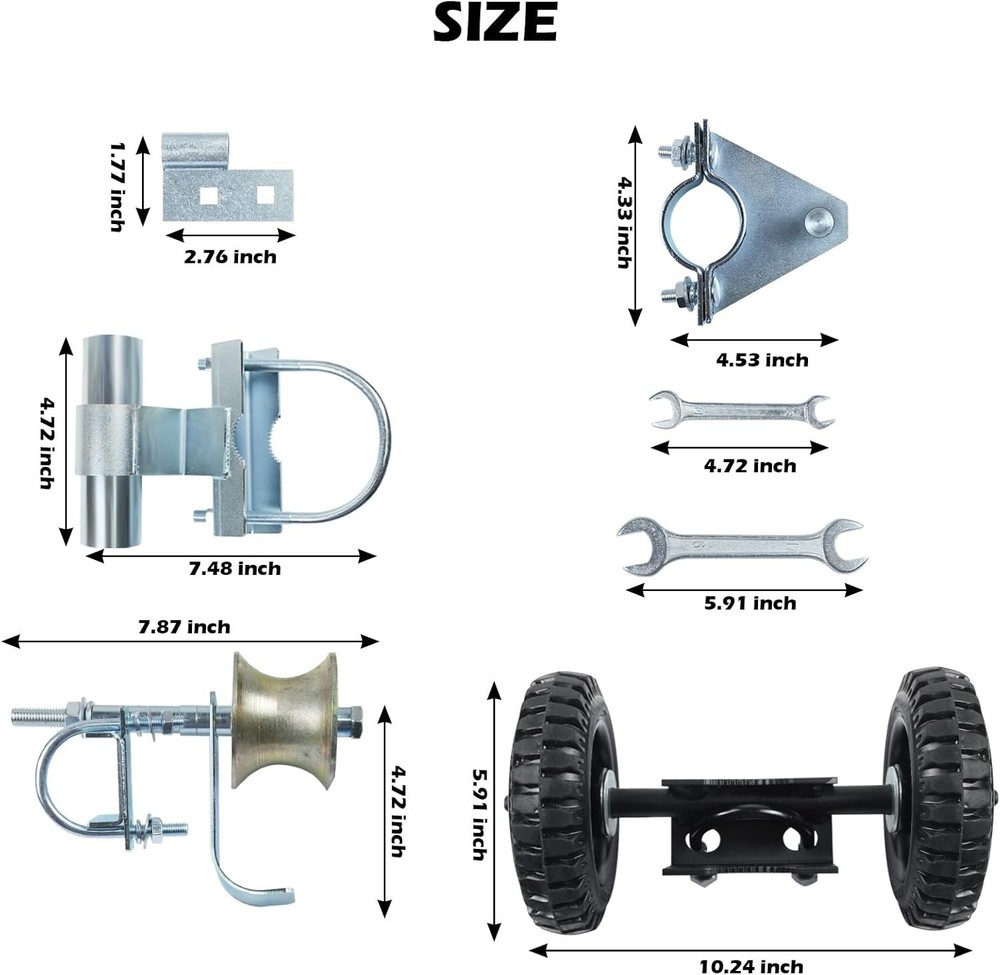 6" Wheels Rolling Gate Hardware Kit for Chain Link Gate | Sliding Gate Hardware