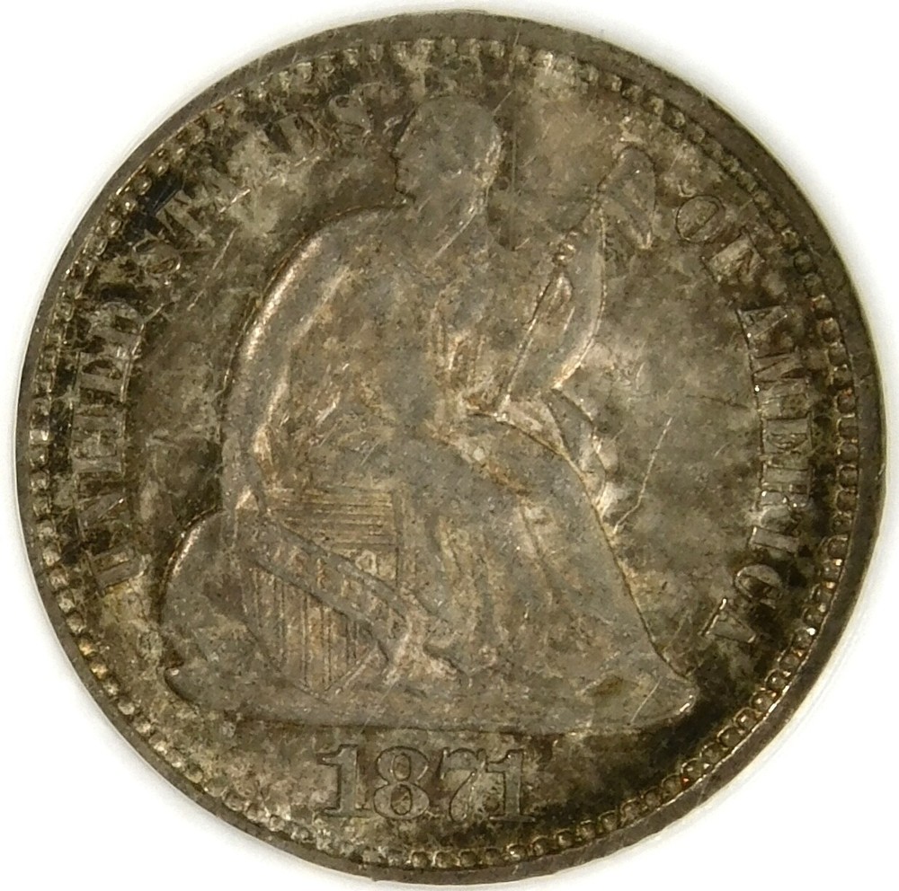 🗽🇺🇸🗽❤️🥰NGC MS64 1871 SEATED LIBERTY HALF DIME