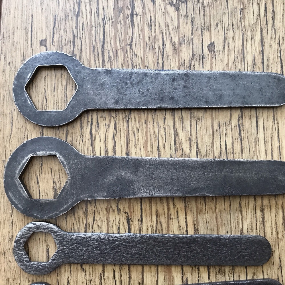 7 Vintage Flat Plate Ring Spanners Classic Motorcycles Tool Kit.