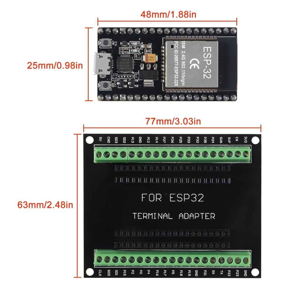 3 Set ESP32 Development Board 38Pin Narrow Version WiFi + Bluetooth Microcont...