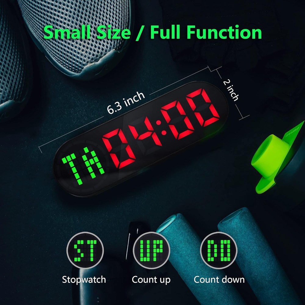 Portable Gym Timer for Home Interval Workout with Black+red