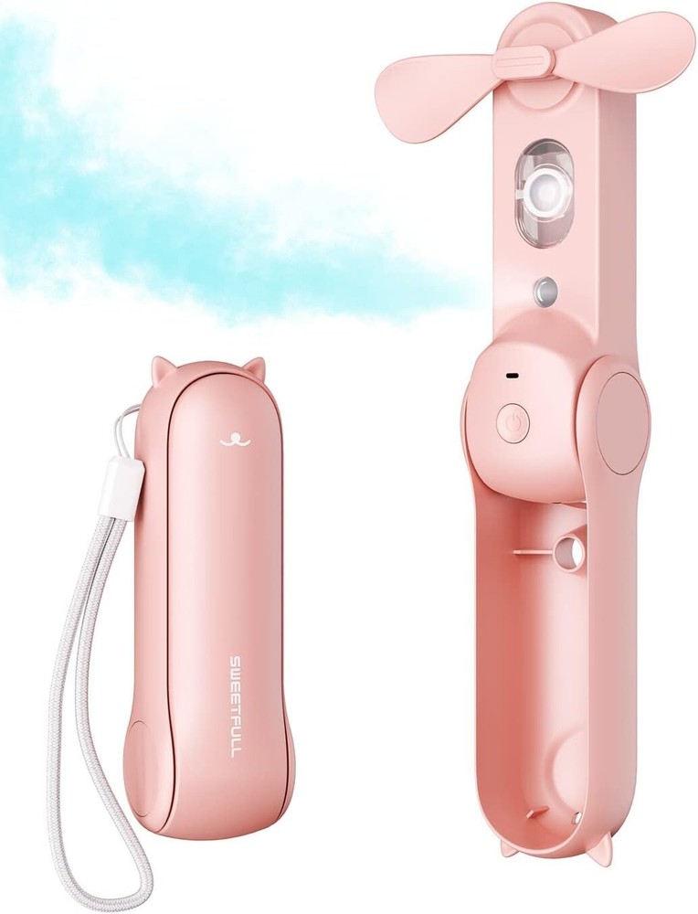 Handheld Misting Fan,Rechargeable Mini Spray Water Mist foldable design