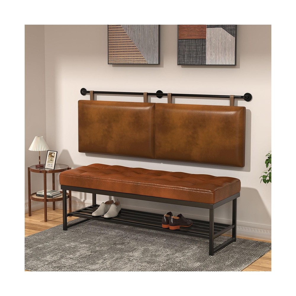 Wall Mount Headboard, King Headboard Size, PU Leather Head Board Only Brown H...