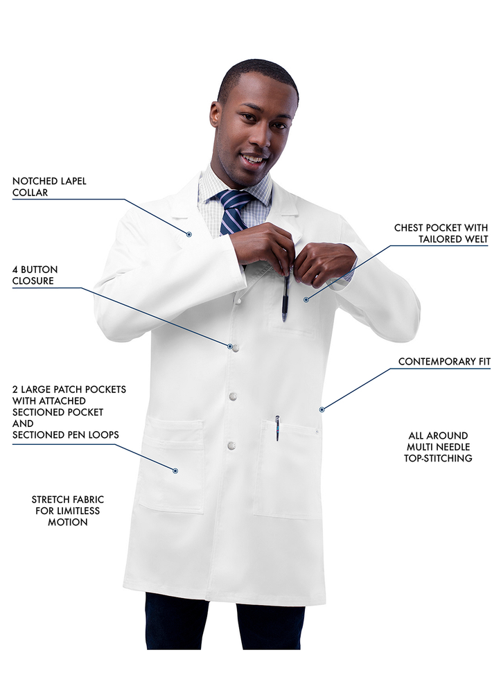 Adar Universal Stretch Unisex Lab Coat - 36" Snap Front Lab Coat