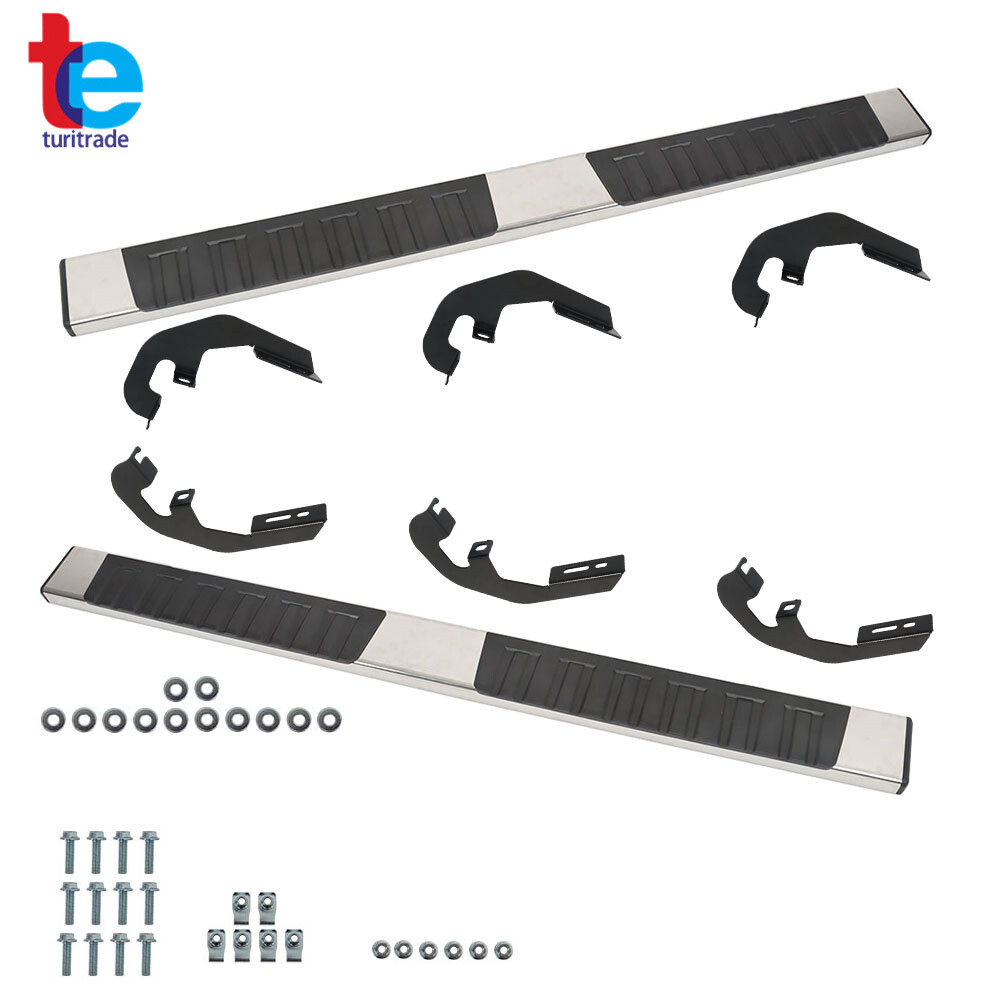 6" Running Boards Side Step For 07-18 Silverado GMC Sierra Double Extended Cab