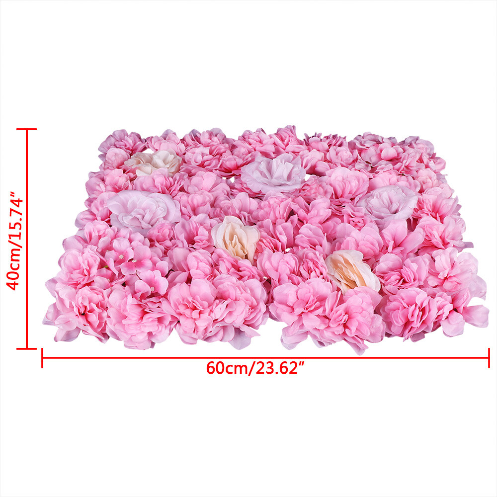 12PCS Artificial Silk Flower Wall Panel Floral Backdrop Party Wedding Decoration