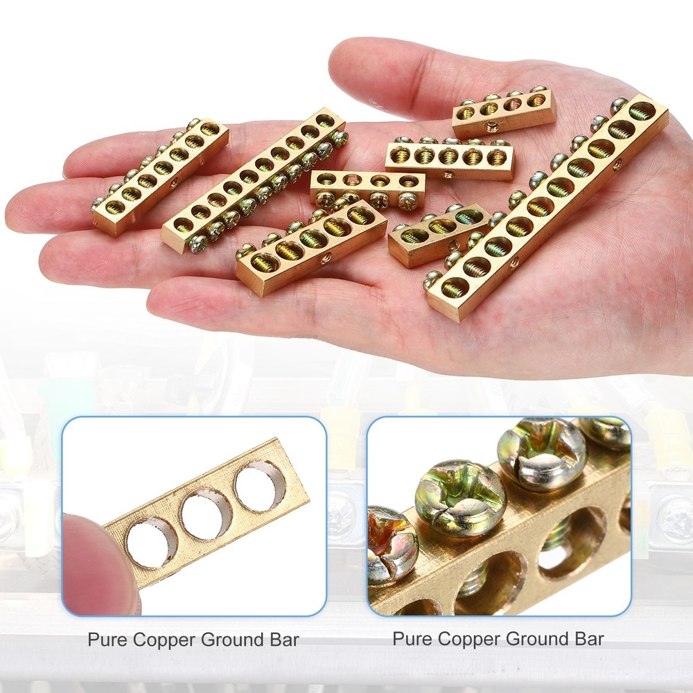 4 Pcs Terminal Ground Bar, 7 Positions 5.5x7.5mm