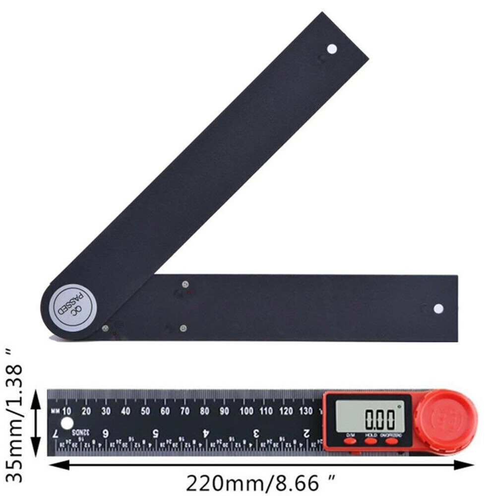 0-360° Angle LCD Digital Display 200mm Finder Ruler Protractor Measure Meter