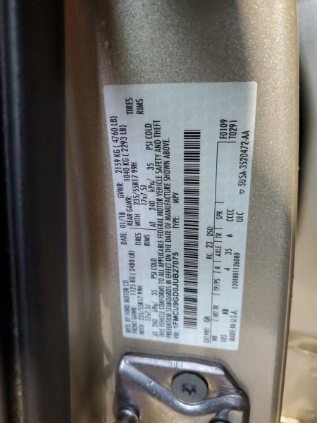 Passenger Right Front Knee Fits 13-19 ESCAPE 642425