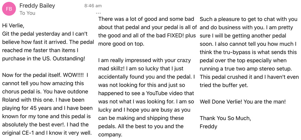 PastFx Chorus Ensemble Mini BBD Boss Ce1 Clone +Bonus Buffer & Depth Mod!