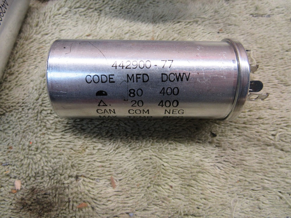 (2) NOS RCA Electrolytic Can Capacitor 400V 20 + 80 MFD 77644