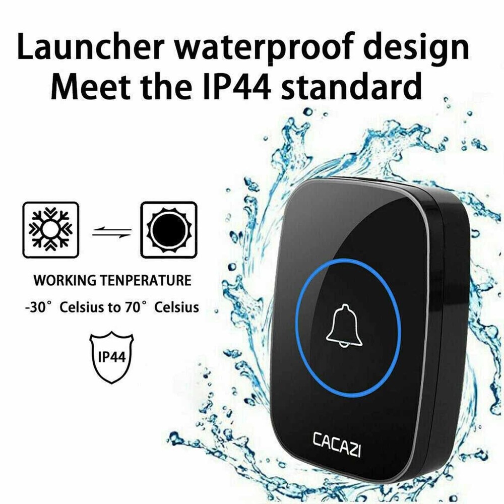 Wireless doorbell, wall-mounted receiver & battery-powered remote control button