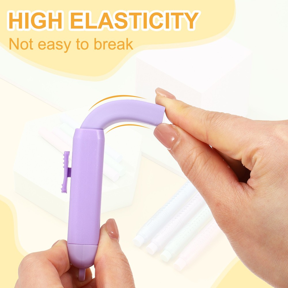 2+4Pack Erasers, Sliding Retractable Eraser Push Pull Pencil Erasers, Purple