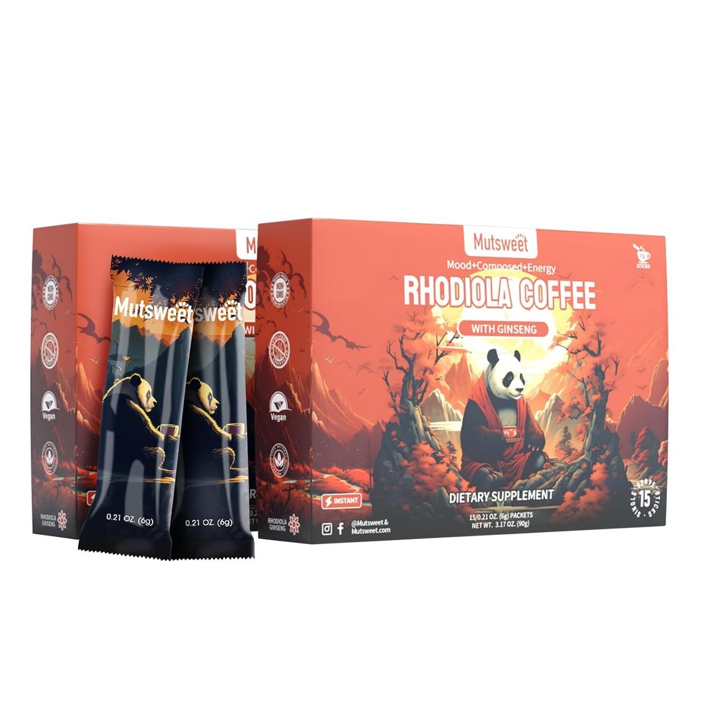 Mutsweet Energizing Instant Coffee, Rhodiola & Ginseng, 15 Packets