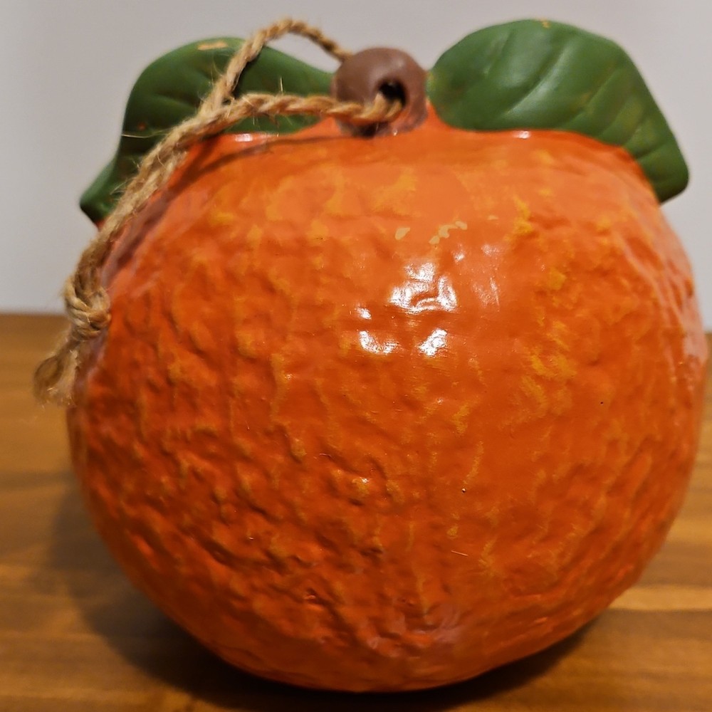 Orange Round Hanging Ceramic Bird House with Perch Decorative