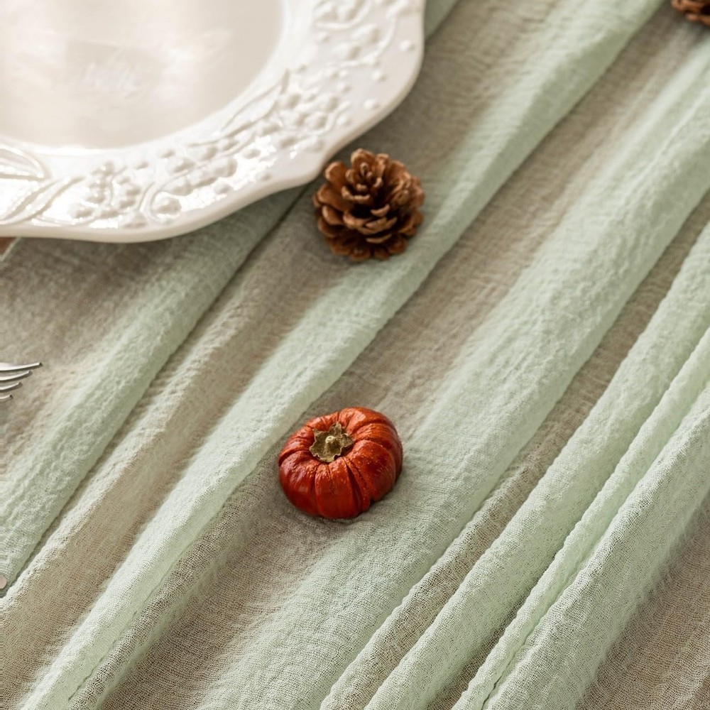 3Pcs Sage Green Spring Easter Cheesecloth Table Runner 120 Inch 10 FT Rustic ...