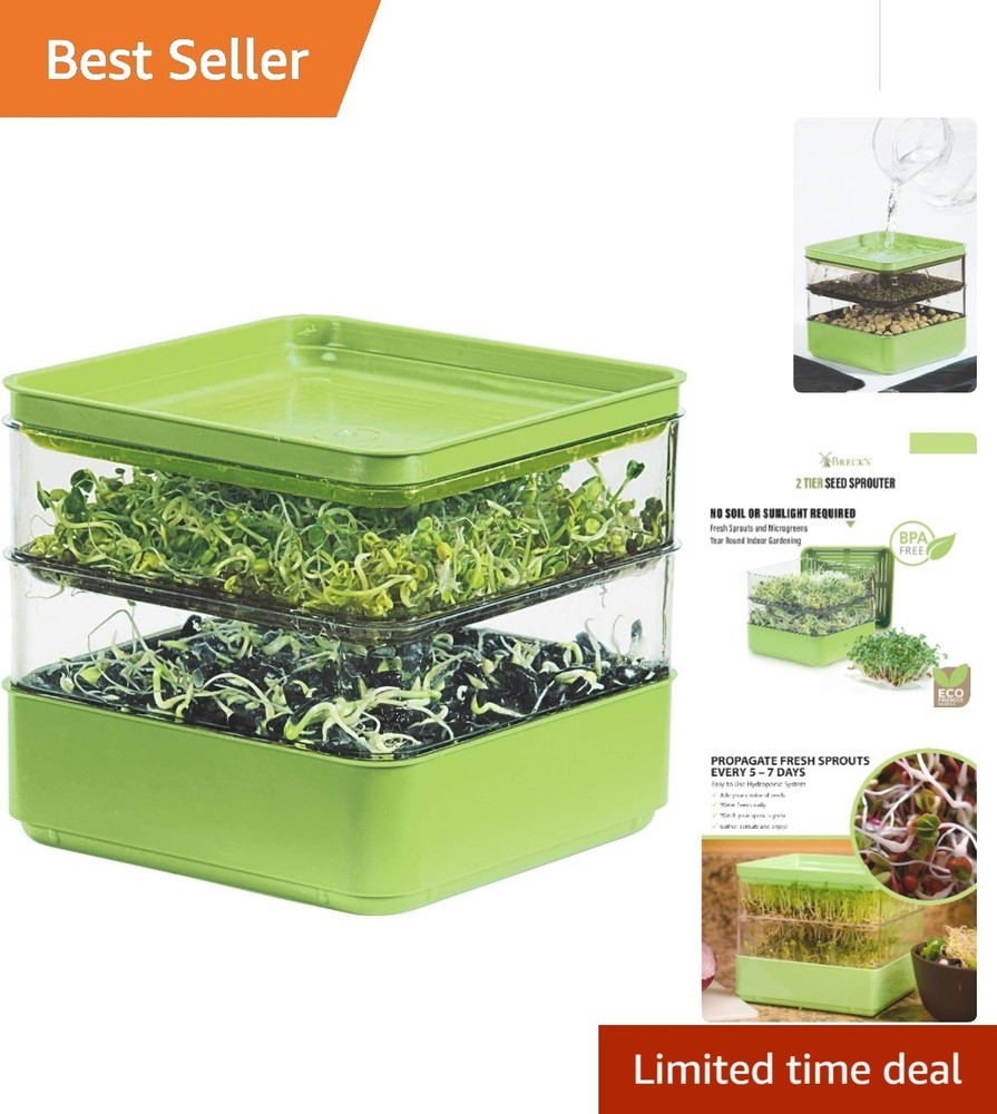 Two-Tier Stackable Seed Sprouter Kit - Soil-Free Indoor Microgreens Grower
