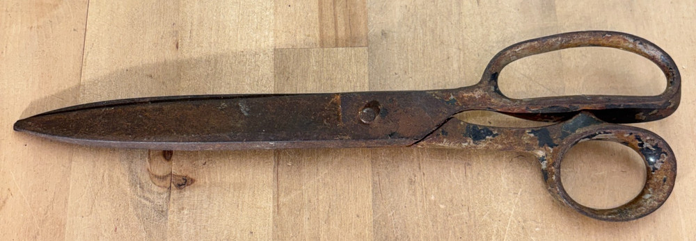 Large Industrial Cutting Shears, Iron, Unmarked, 12"