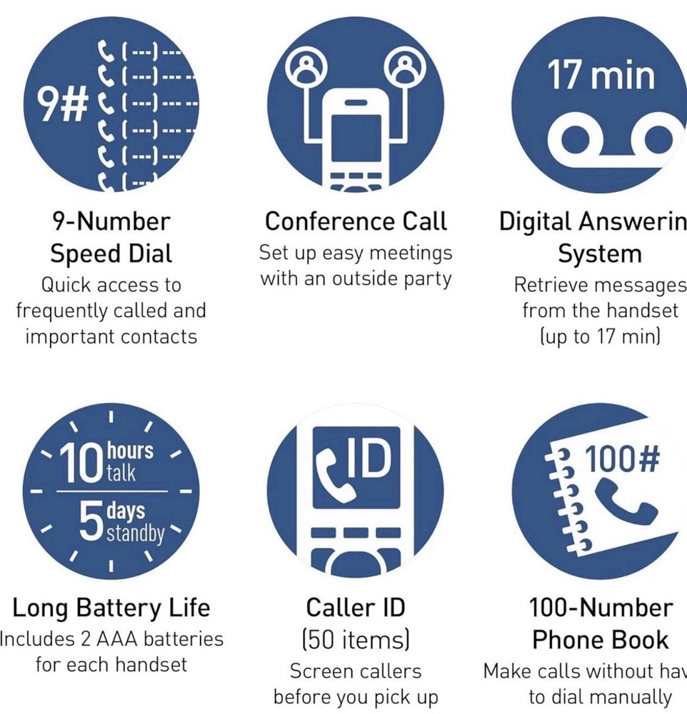 Panasonic Cordless Phone with Answering Machine, Advanced Call Block, Bilingual