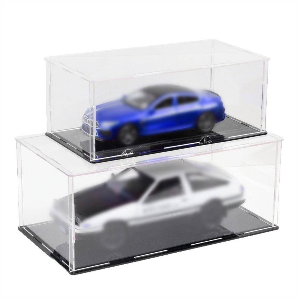 Model Car Display Case 1: 24 Scale Clear Diecast Display Boxes with Black Base