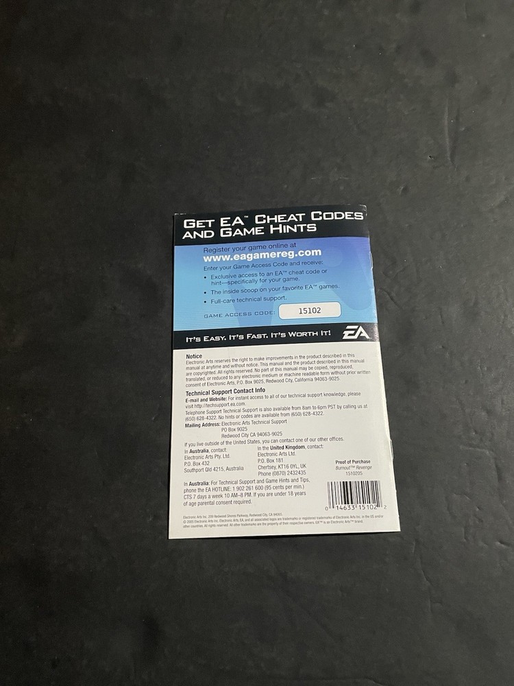 burnout revenge xbox Manual Only