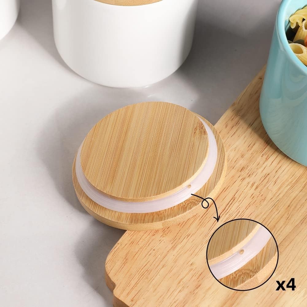 Kitchen Canisters Ceramic Food Storage Jar Set Stackable Containers W/ lids