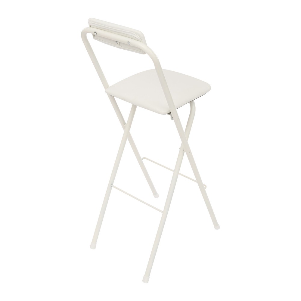 White Foldable Bar Chair - Tall Folding Stool with 275.58 lbs Capacity