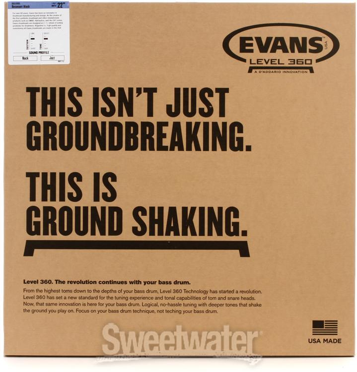 Evans Resonant Black Bass Drumhead - 22"