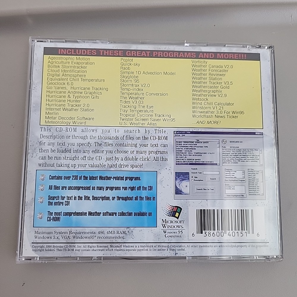 Weather 2000 Hurricane Trackers & Other Meteorology Programs CD-ROM Windows 95