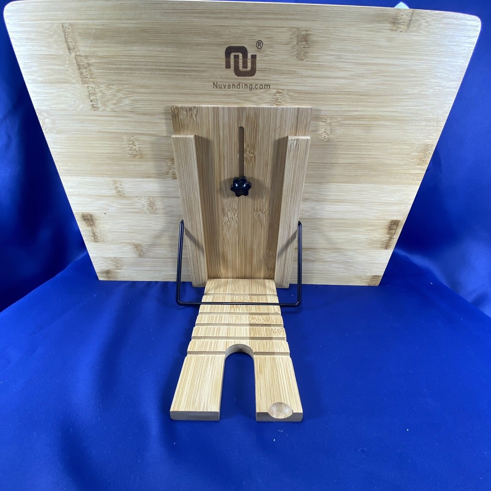Bamboo Book Stand 6 Adjustable Angles Vertical & Horizontal w/ Magnets & Ruler