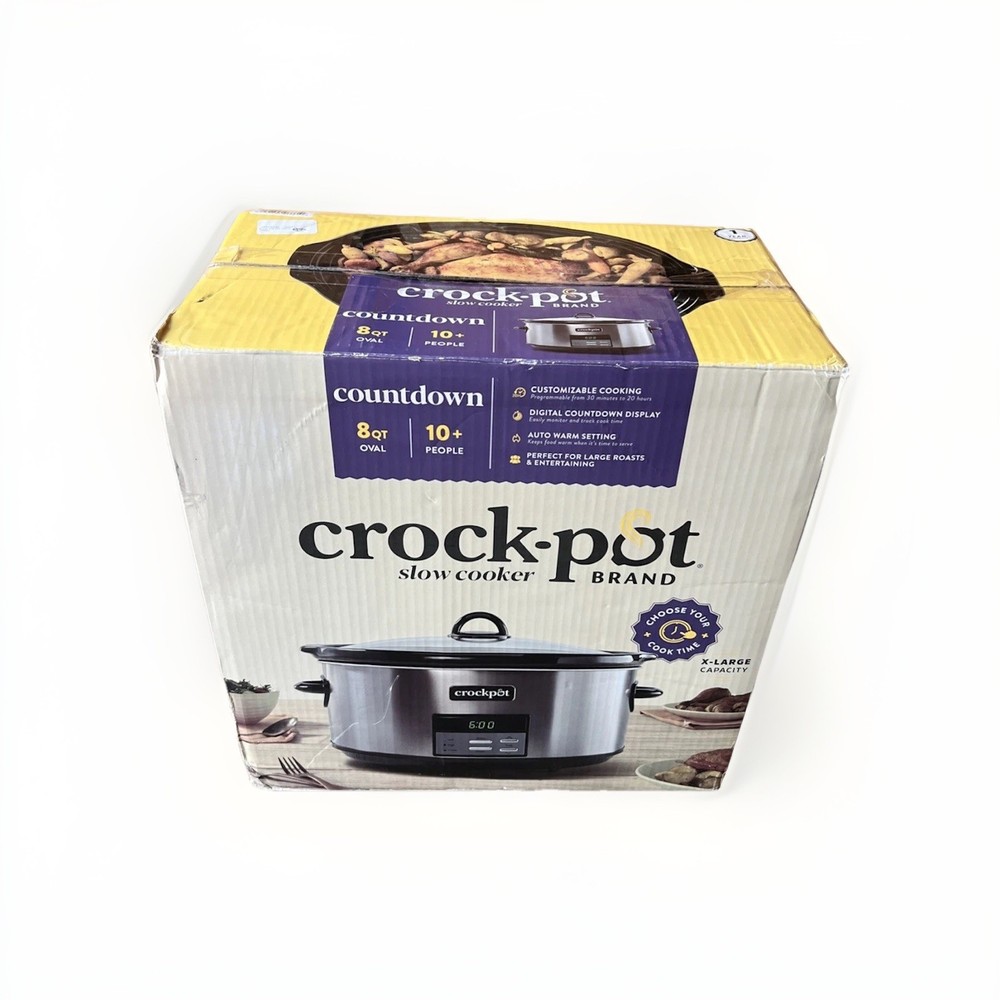 Crock-Pot Large 8-Quart Programmable Slow Cooker with Auto Warm Setting Black...