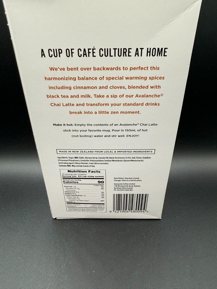 AVALANCHE CHAI LATTE Cafe Style 10 PK