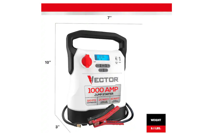 VECTOR 1000 Amp Jump Starter, Compressor, USB Power
