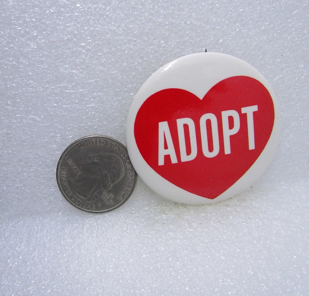 Adopt - Red Heart Button Pin