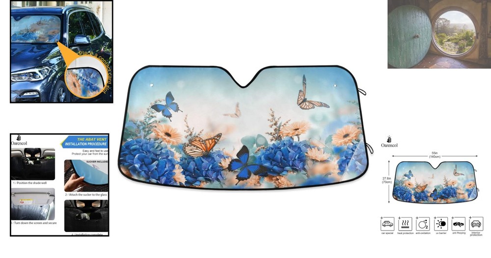 Butterfly Daisy Car Sun Shade - 55