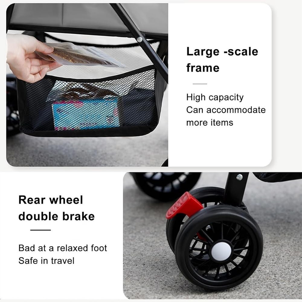 Pet Stroller with Storage Basket and Cup Holder, Folding Dog Jogger, Foldable...