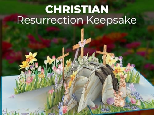 3D He Is Risen Resurrection Pop Up Easter Card with Notecard – Empty Tomb and