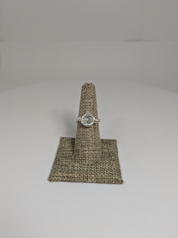 Aurora Borealis Silver Ring, Accessory Gift, Custom wire wrap Beaded ring, Gift