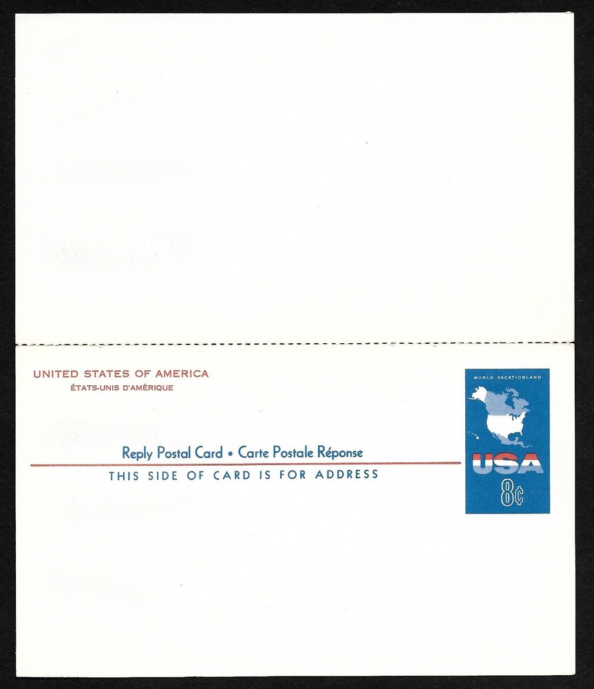 #UY20 8c+8c USA Map - Reply Postal Card - ArtCraft FDC