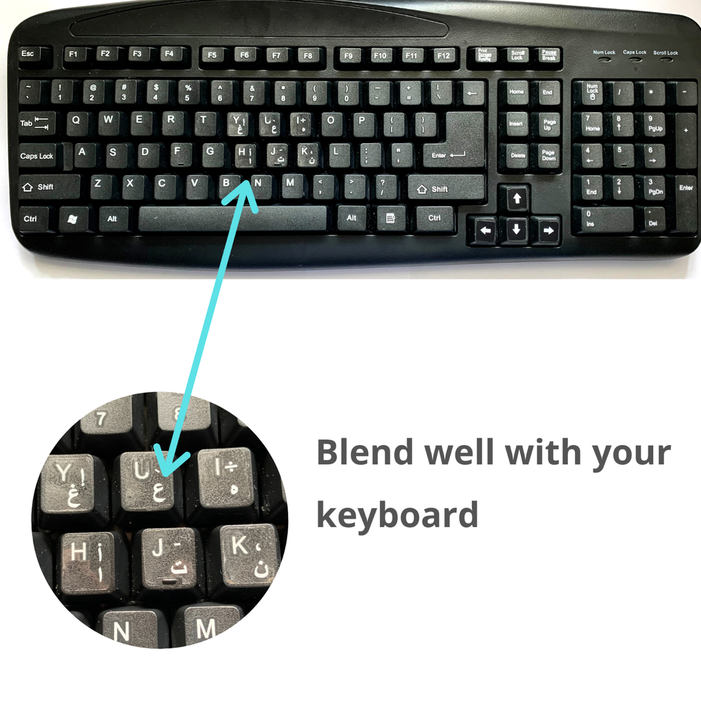 2 PACK Arabic Keyboard Sticker White letters Best Quality transparent!