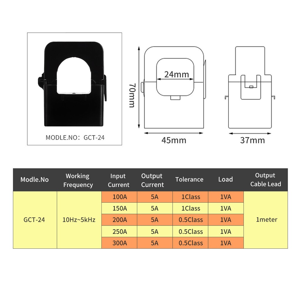 GEYA AC Current Transformer Sensor Split Core Max.input 400A 20~8000:1 Output 5A
