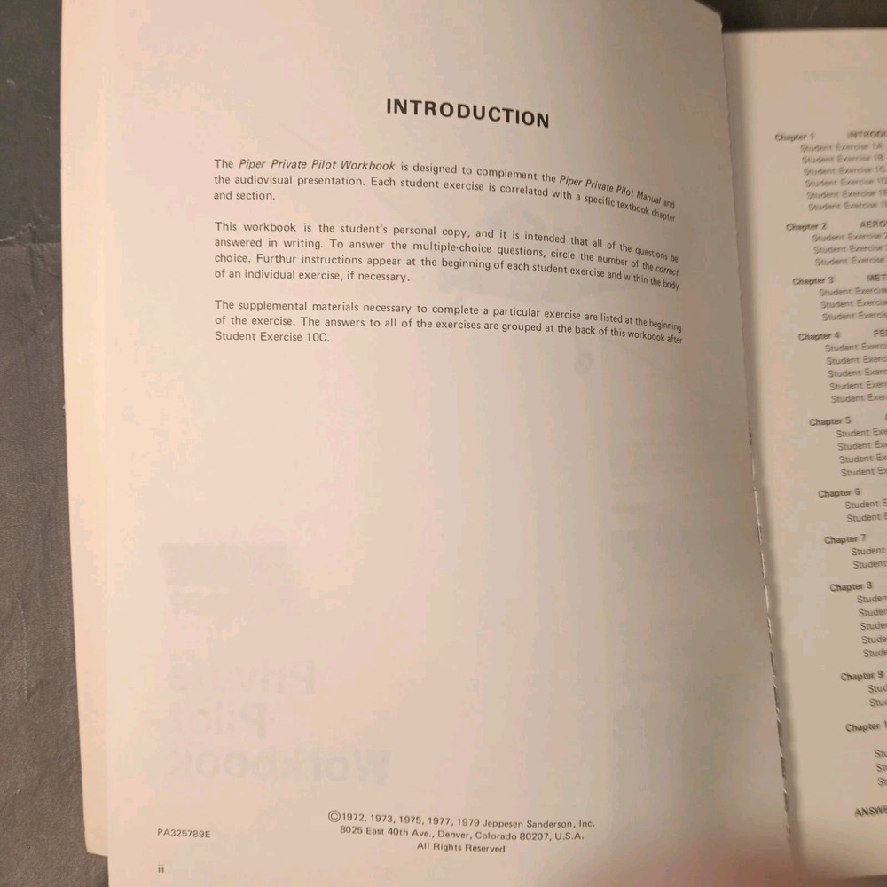 Piper Private Pilot Workbook 1979 Vintage Flight Training Manual
