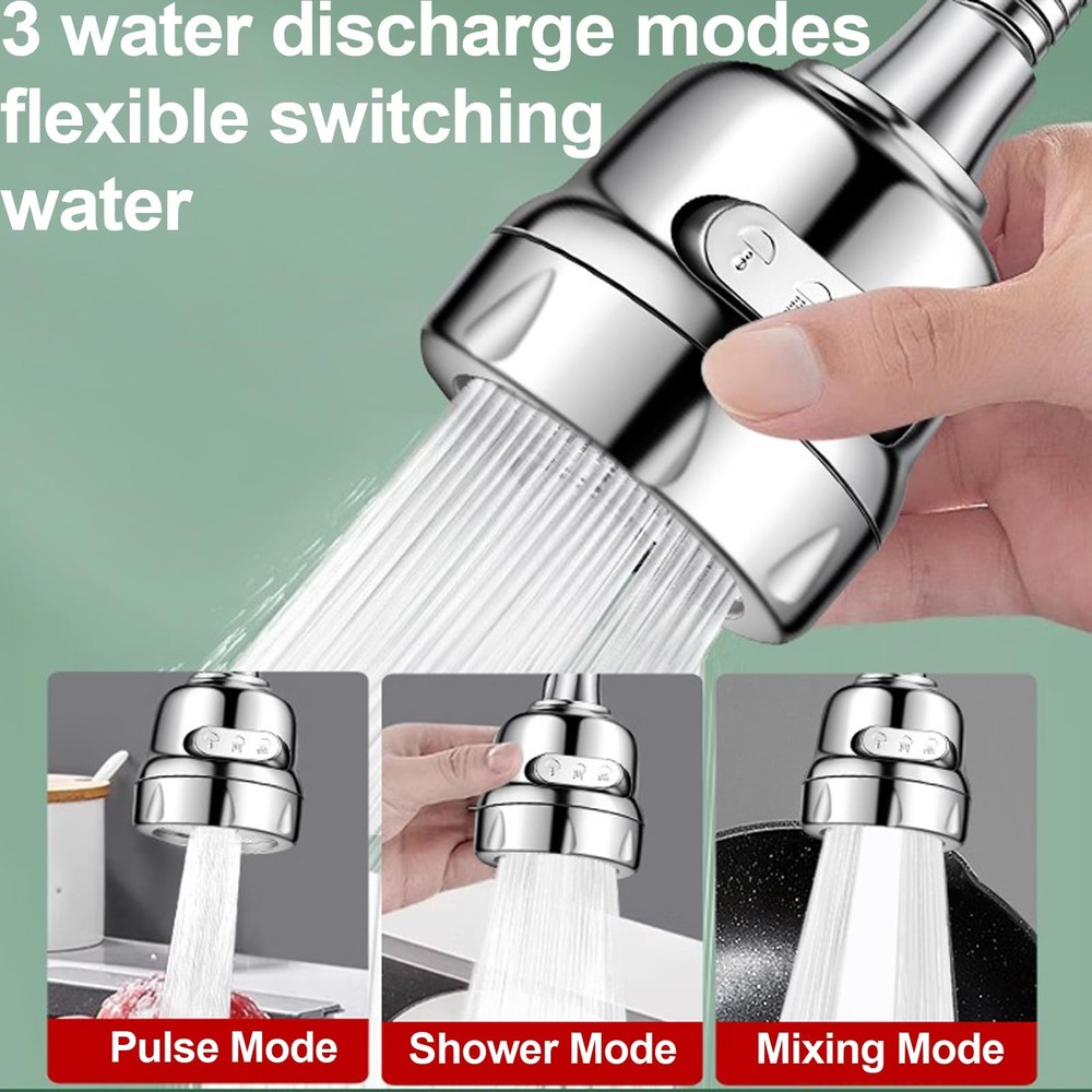 Faucet Sprayer Attachment，Kitchen Head Replacement 360° Silver