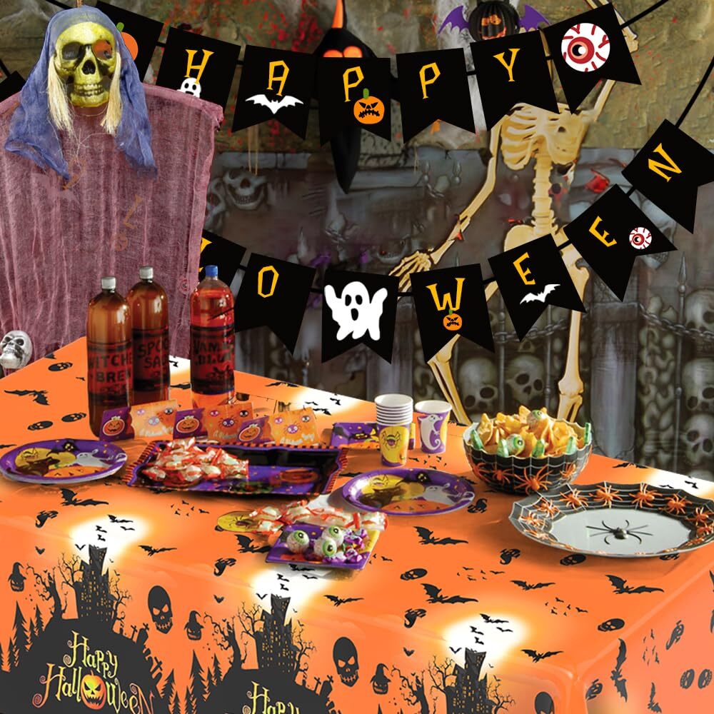 2Pc Halloween Tablecloth 54"x108" Rectangular Table Covers Halloween Party Decor